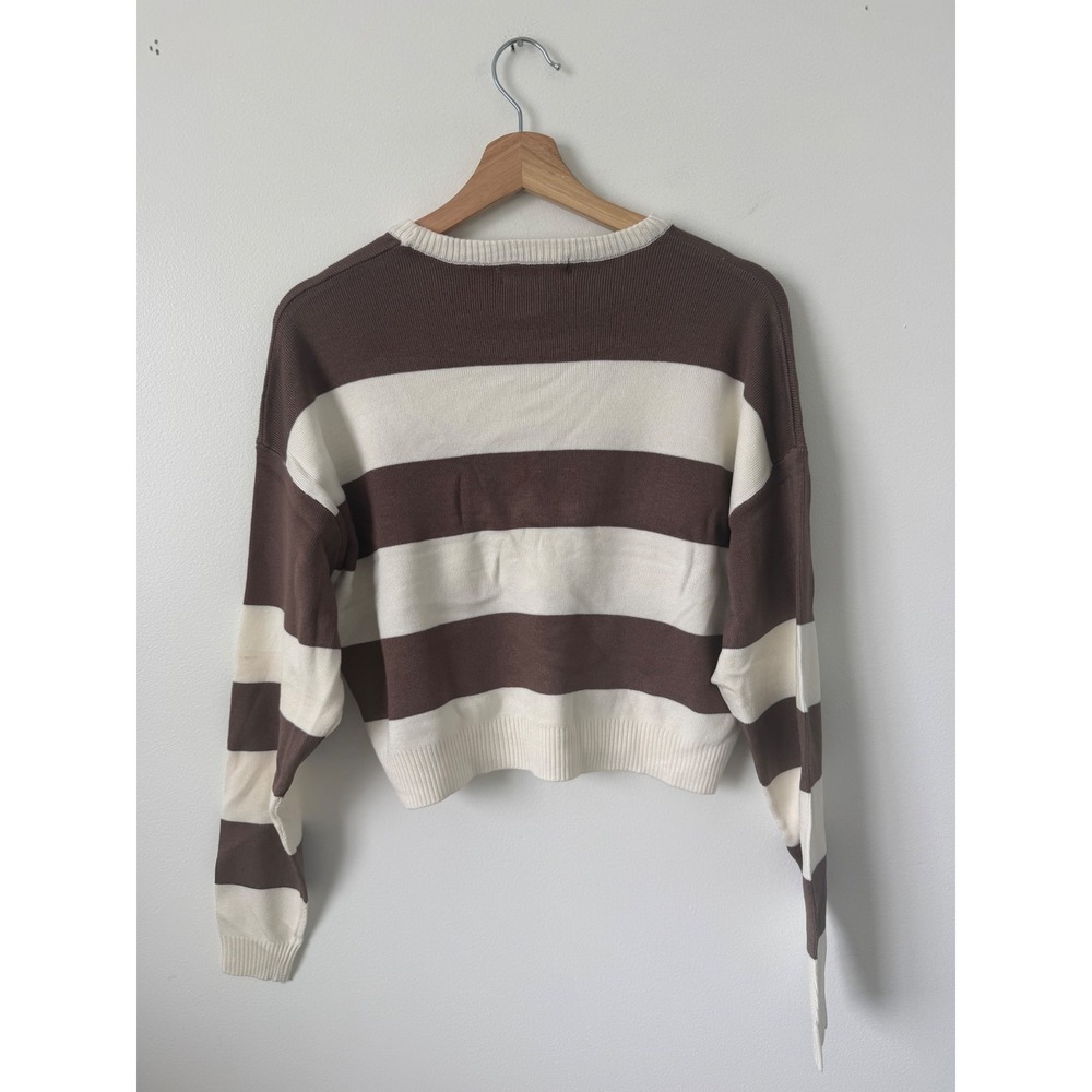 Streetwear Society Sweater – Brown & White Striped Boxy/Cropped Fit Size Small - Picture 3 of 3